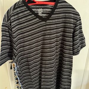 John Ashford Black and Gray Striped Tee